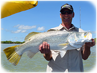 Glen Burkett with a nice Barra, from Whittlesea, Victoria